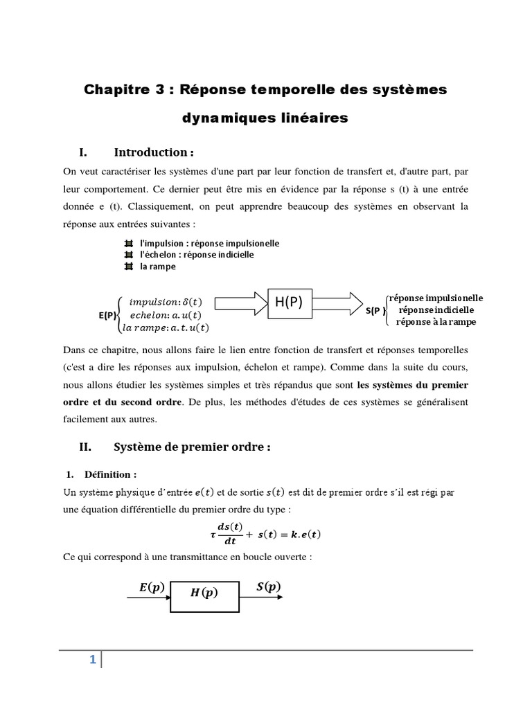 Réponse Temporelle des Systèmes Dynamiques | PDF | Fonction ...