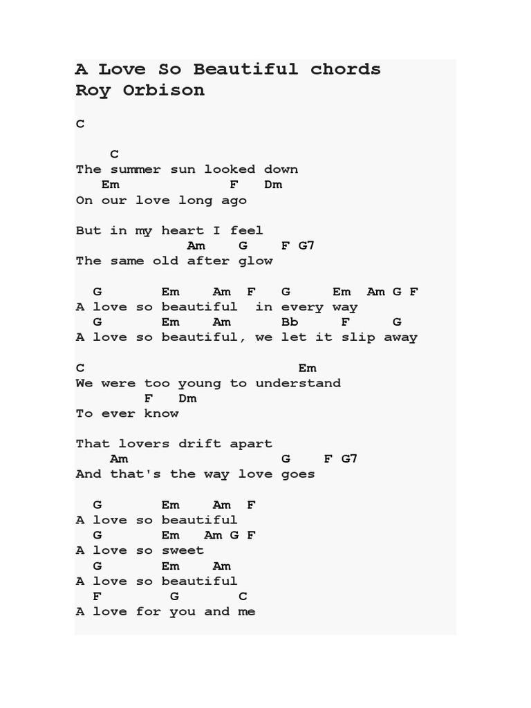 A Love So Beautiful Chords PDF