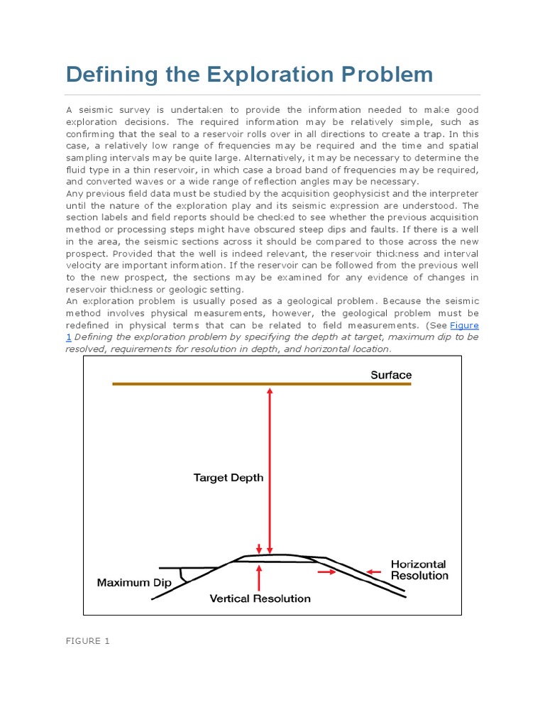 Defining the Seismic Exploration Problem Through Geological and ...