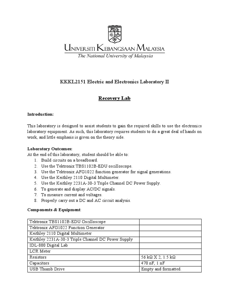 KKKL2151 Lab 0 Recovery Lab 20222023 MANUAL PDF Amplitude