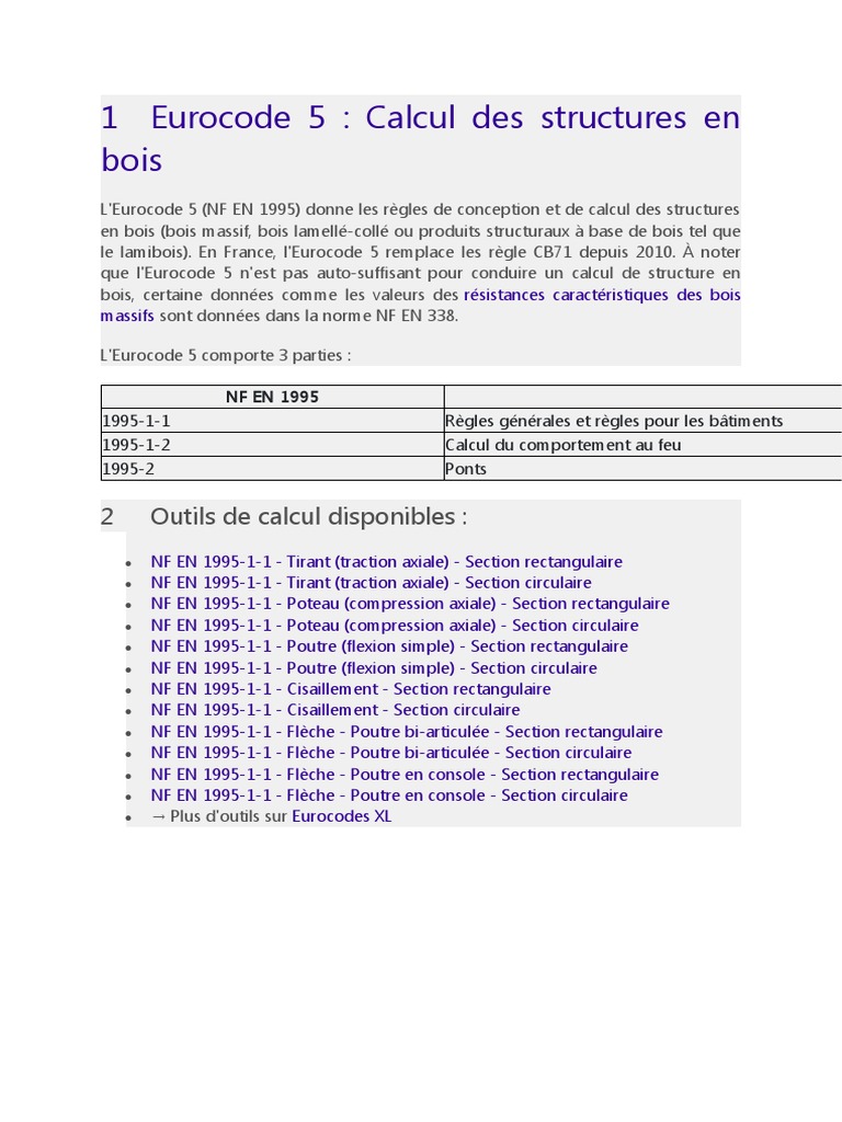 Eurocode 5 : Calcul Structures Bois | PDF