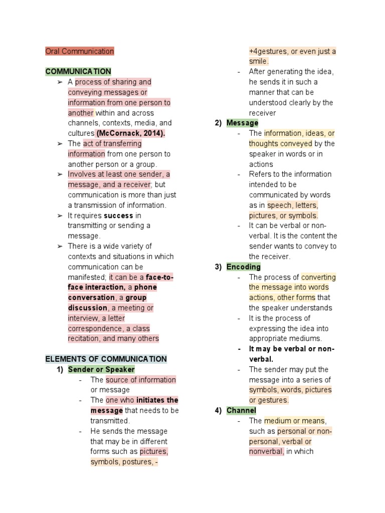 Oral Communication Pdf Communication Nonverbal Communication