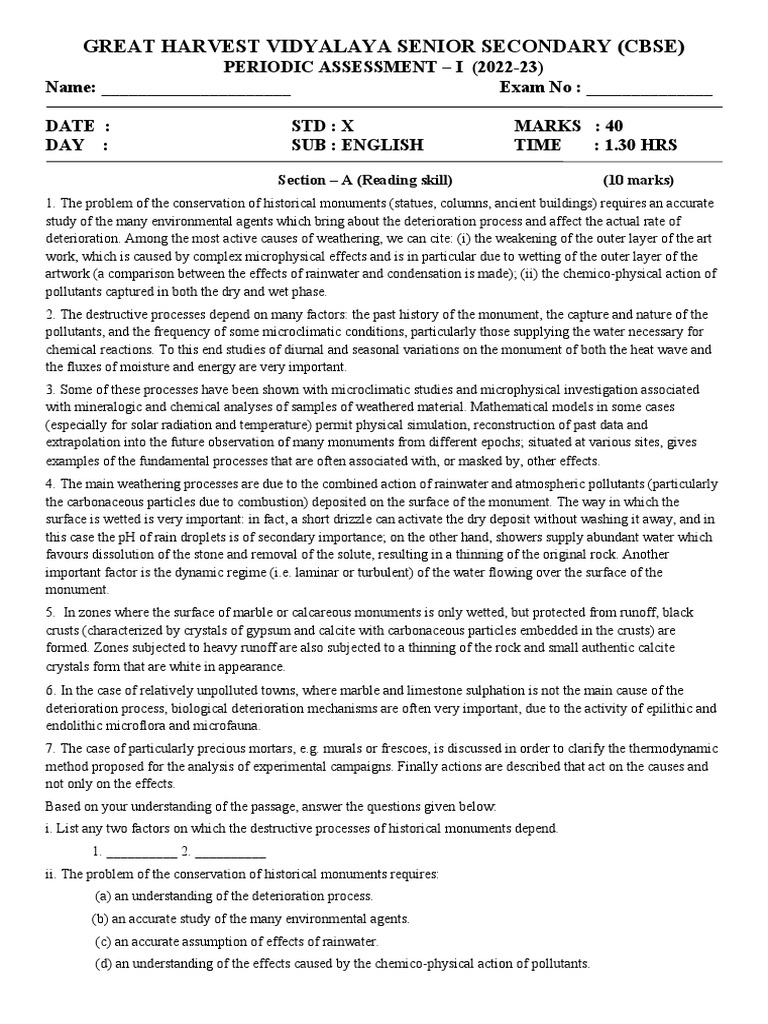 Deterioration Processes and Conservation of Historical Monuments An