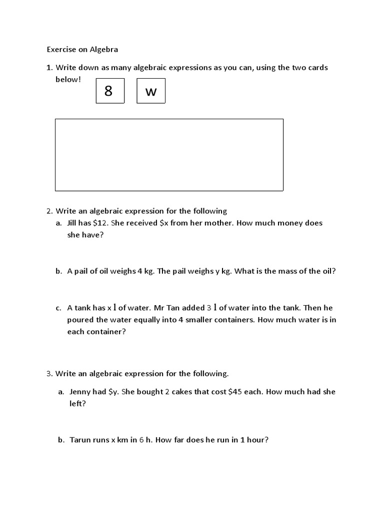 Exercise On Algebra P6 | PDF