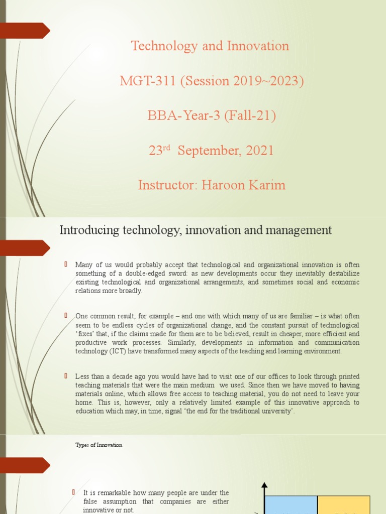 Introduction to Technology and Innovation | PDF | Innovation ...