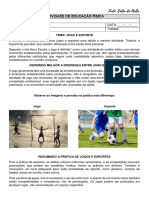 Atividade - Educação Fisica - Jogos e Esportes