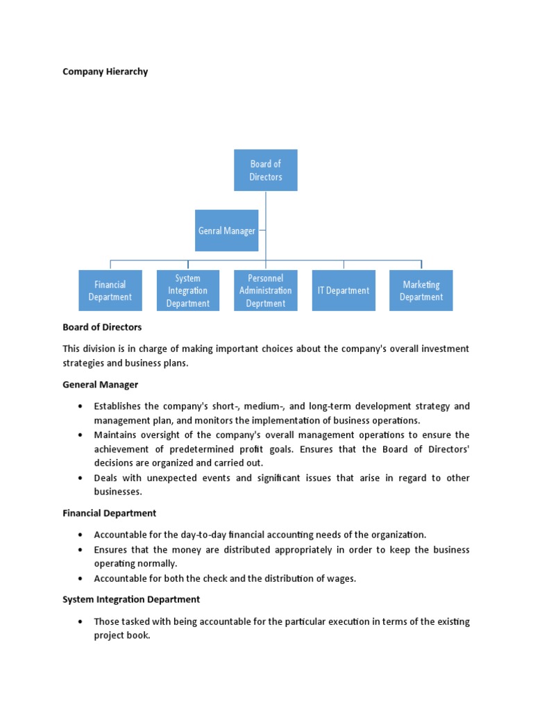 Company Hierarchy | PDF | Board Of Directors | Marketing