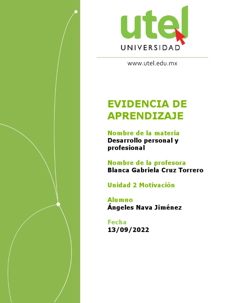 Desarrollo Personal y Profesional - Evidencia de Aprendizaje - Segundo ...