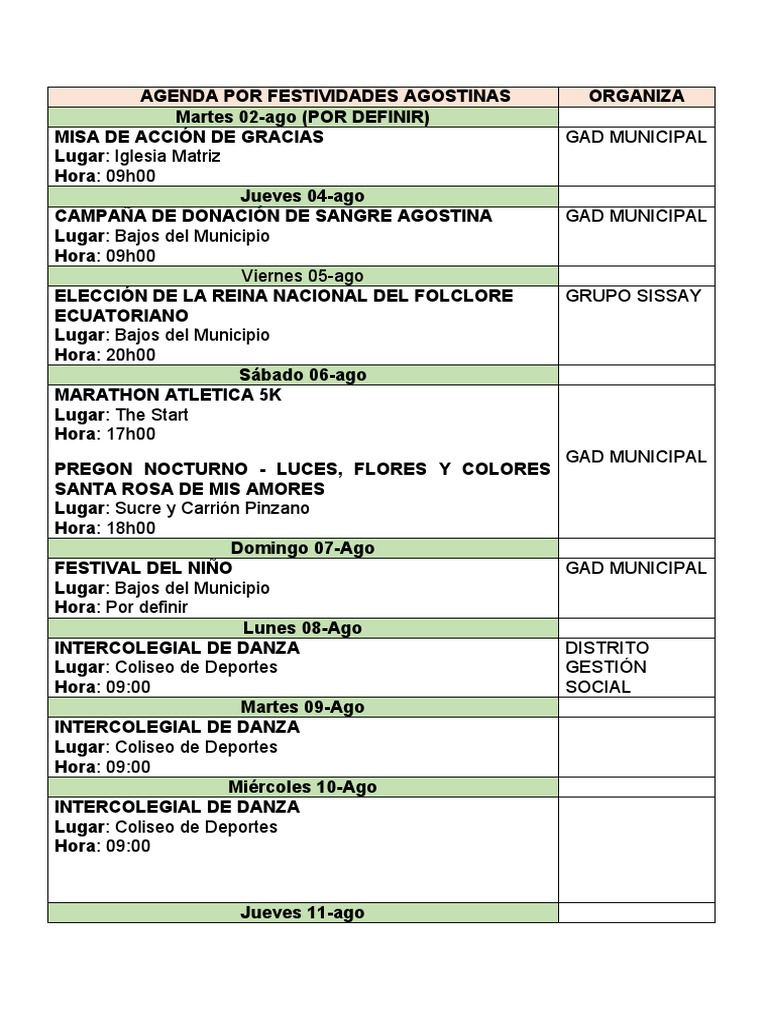 Agenda de Fiestas Agostinas 2023 | PDF | Fiestas cristianas y días santos