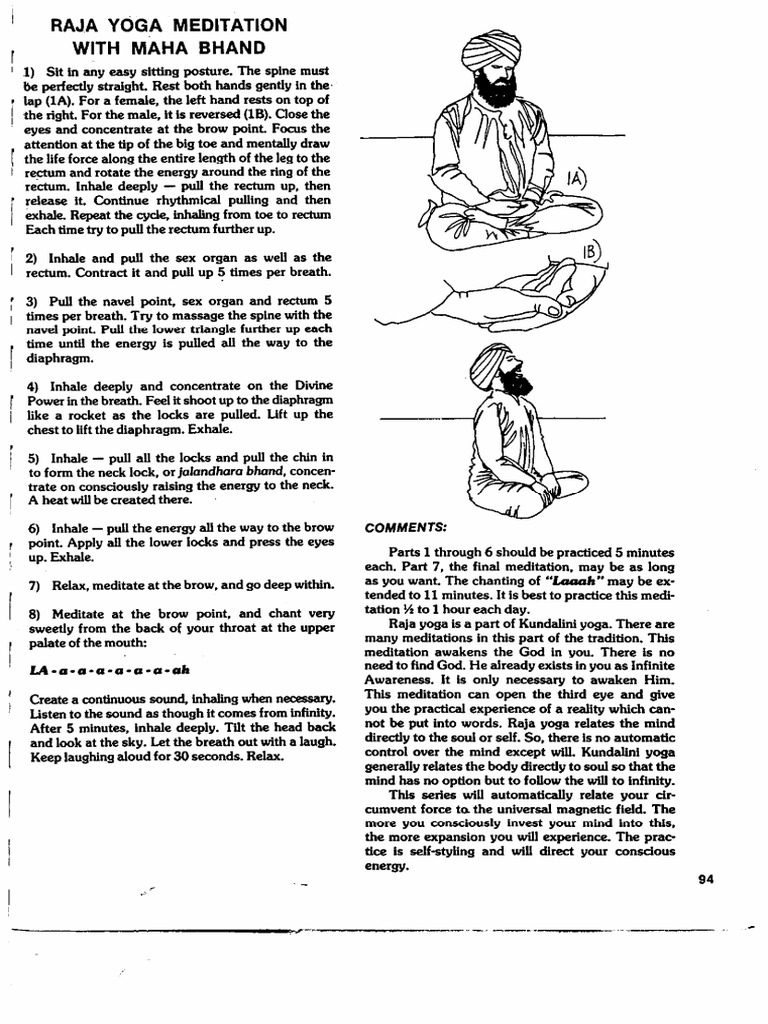 Raja Yoga With Maha Bhand p94 Sadhana Guidelines | PDF