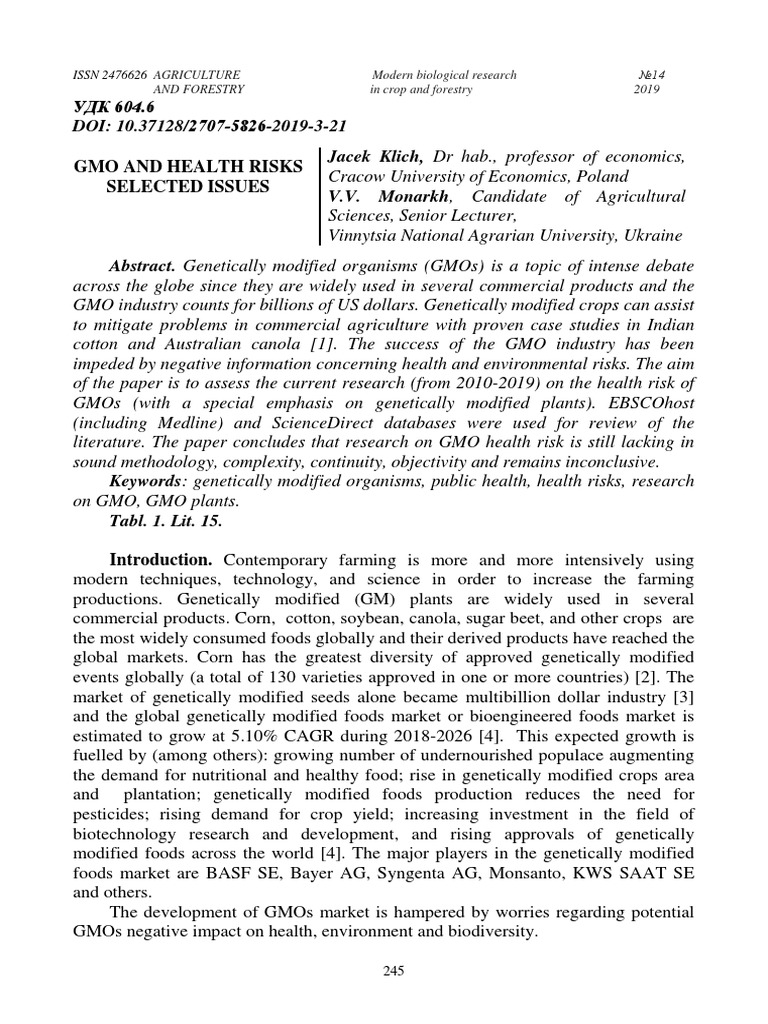 GMO Health Risks: A Review of Research | PDF