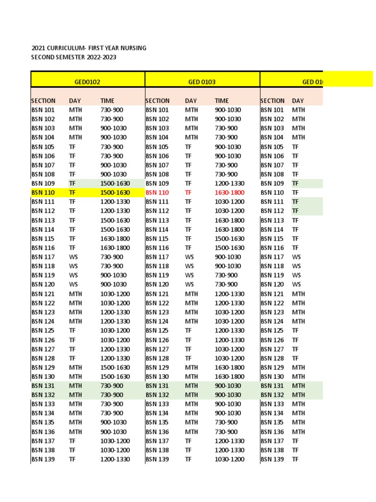 Level 1 Schedule Student | PDF