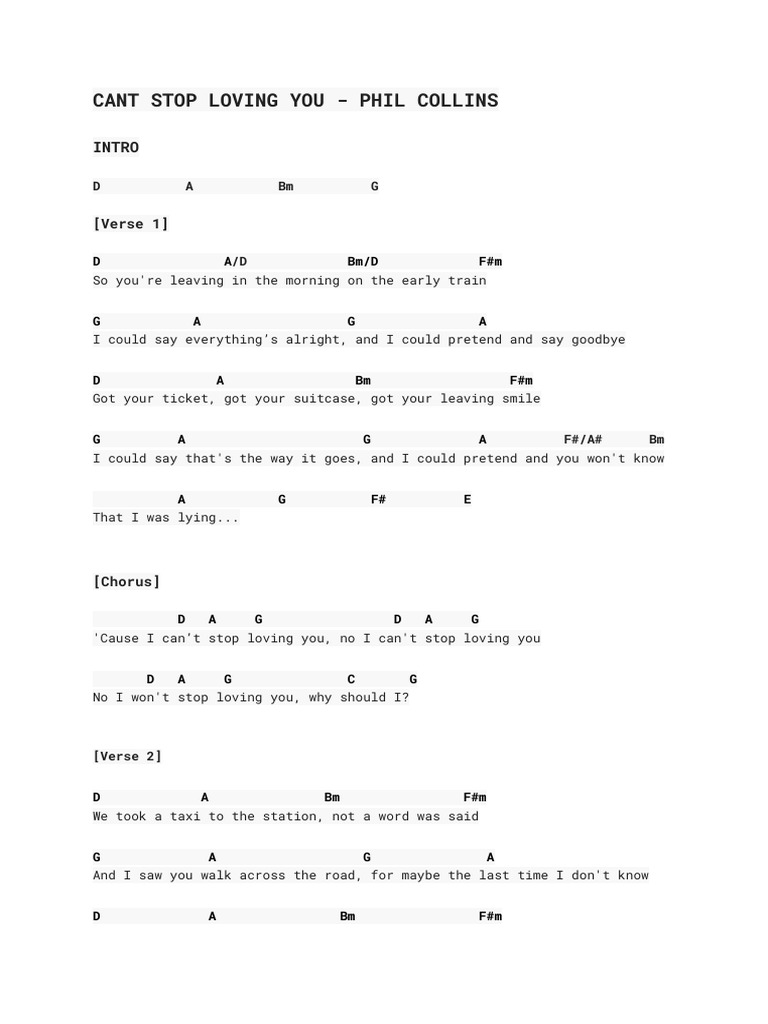 Cant Stop Loving You - Phil Collins | PDF