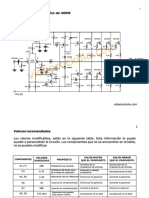 Amplificador monofónico de 400W de potencia con diagrama eléctrico y valores recomendados