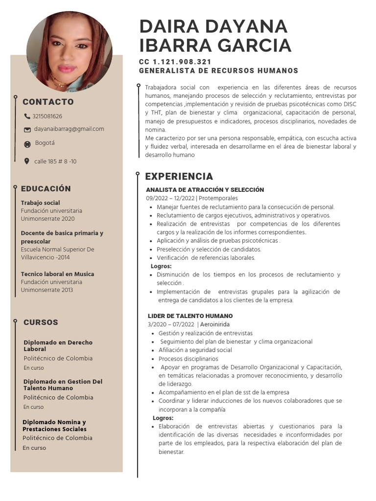 Perfil Profesional de Dayana Ibarra | PDF | Trabajo Social | Gestión de ...