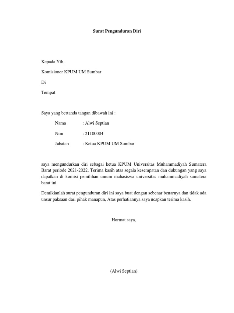 Surat Pengunduran Diri PDF