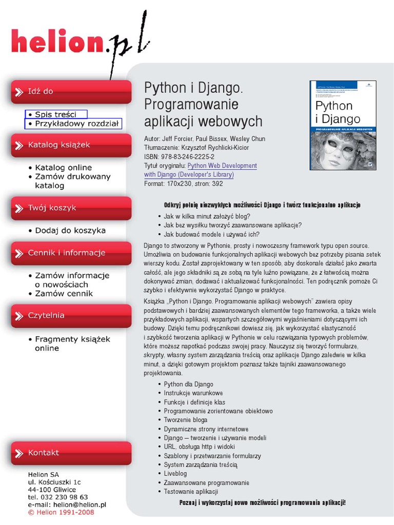 Python I Django. Programowanie Aplikacji Webowych | PDF
