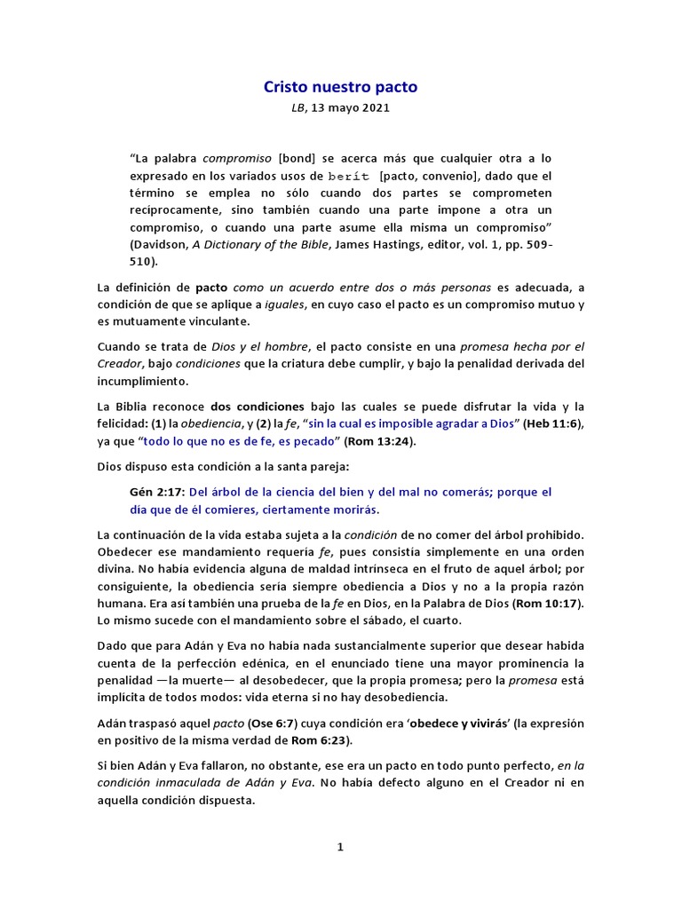 Pacto de vida: fe y obediencia en Cristo | PDF | Cristo (título) | Pecado