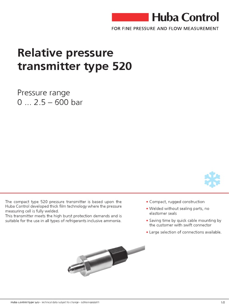 Huba Control 520 Pressure Transmitter Data | PDF | Electrical Connector ...