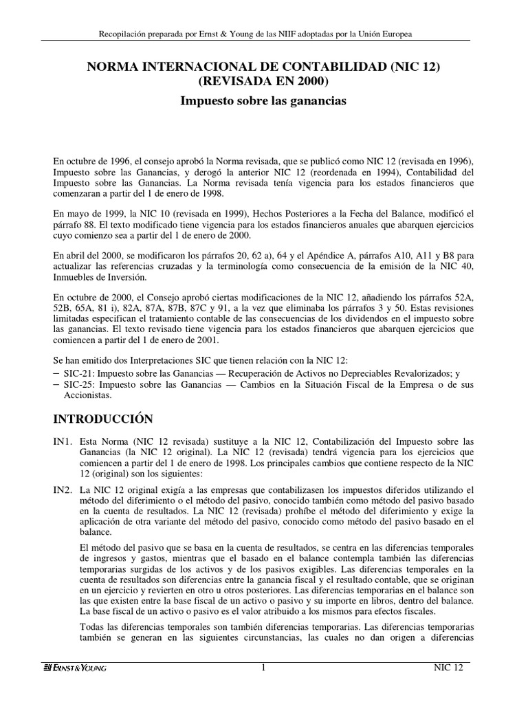Nic 12 | PDF | normas internacionales de INFORMACION FINANCIERA ...