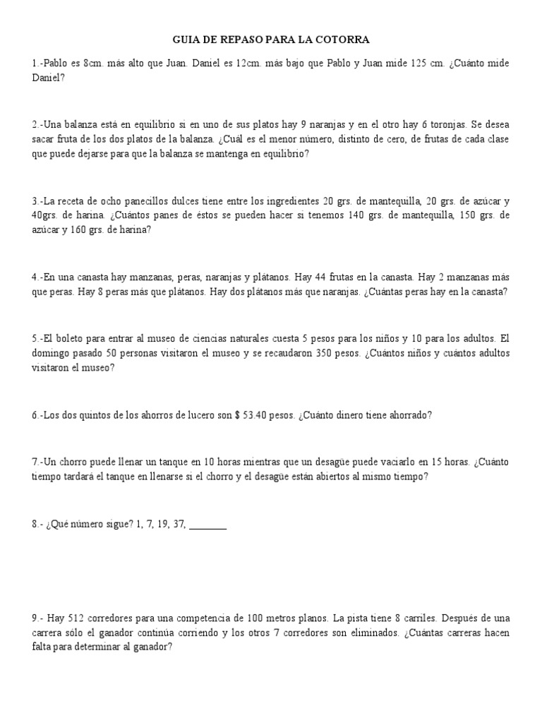 Guia de Repaso para La Cotorra