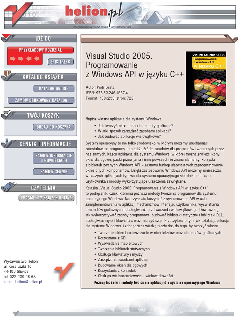 Visual Studio 2005. Programowanie Z Windows API W Języku C++ | PDF