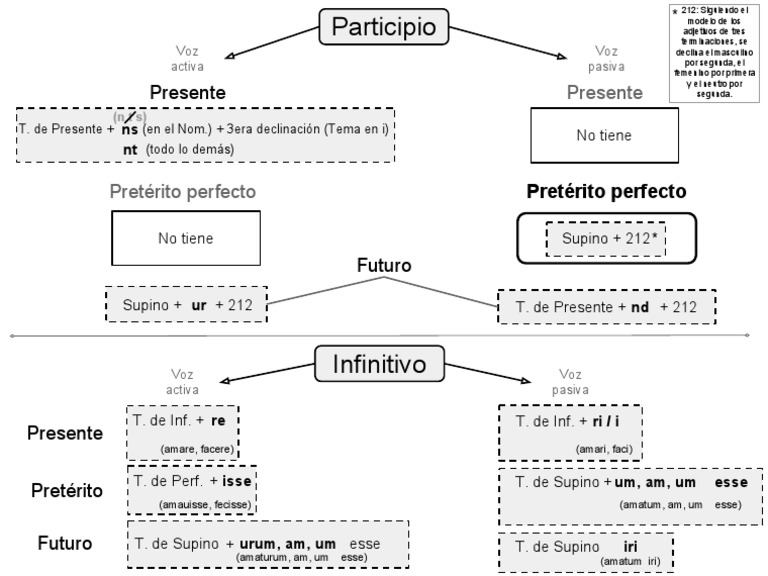 Latín - Cuadro Participio e Infinitivo | PDF | Mecánica del lenguaje ...