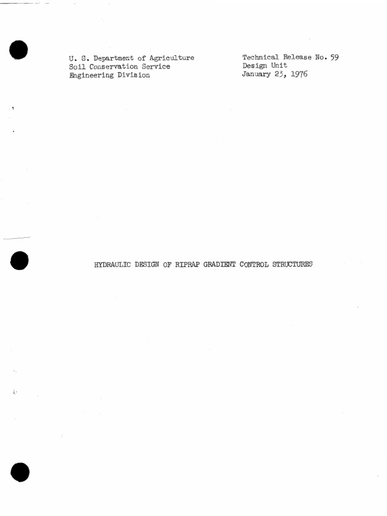 Department of Agriculture Soil Conservation Service Engineering Division Technical Release No