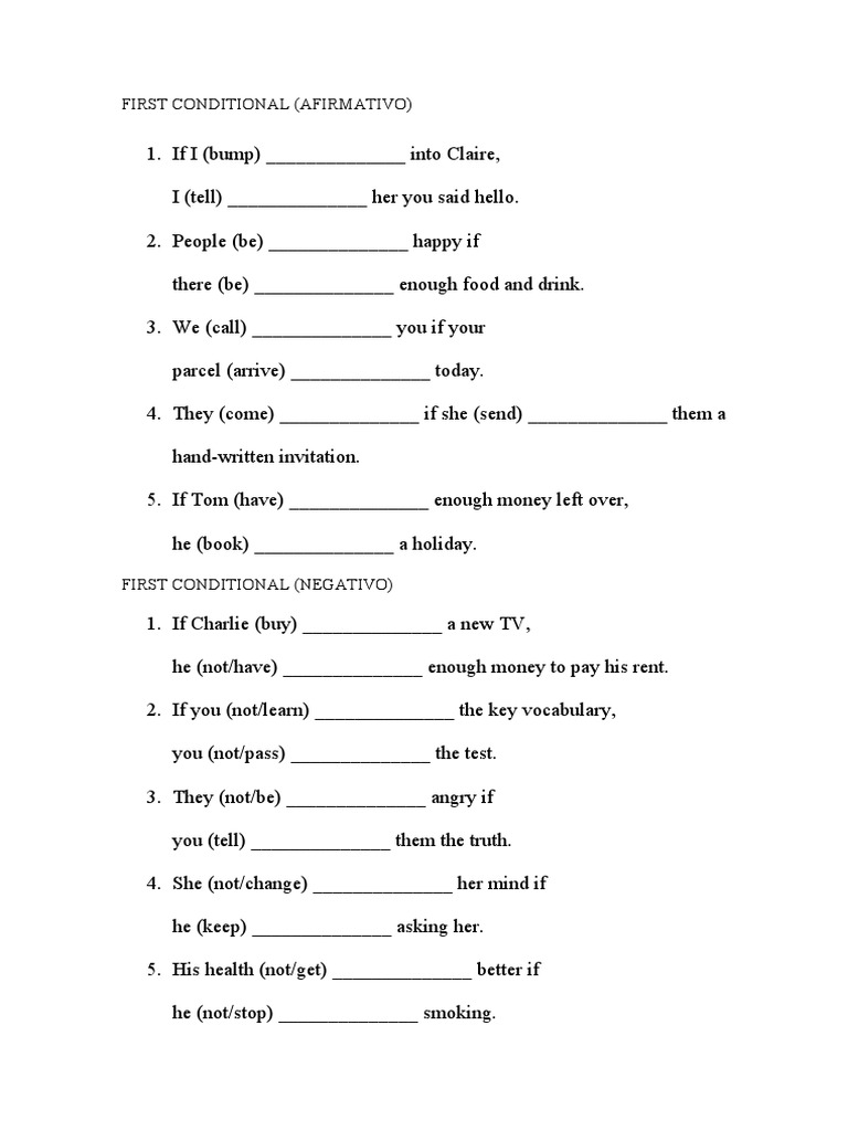 First Conditional Exercises Worksheet | PDF | Language Arts & Discipline
