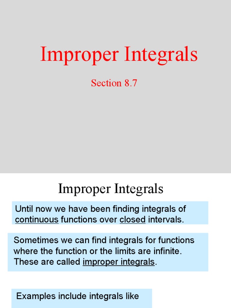 Understanding Improper Integrals | PDF