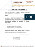 Certificado trabajo municipal San Jerónimo