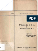 Órgãos Do MEC e Universidades - Histórico Administrativo - Elementário - 1970