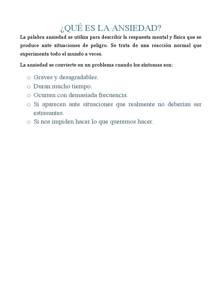 Comprendiendo la Ansiedad y sus Tipos | PDF | Ansiedad | Trastorno de ...