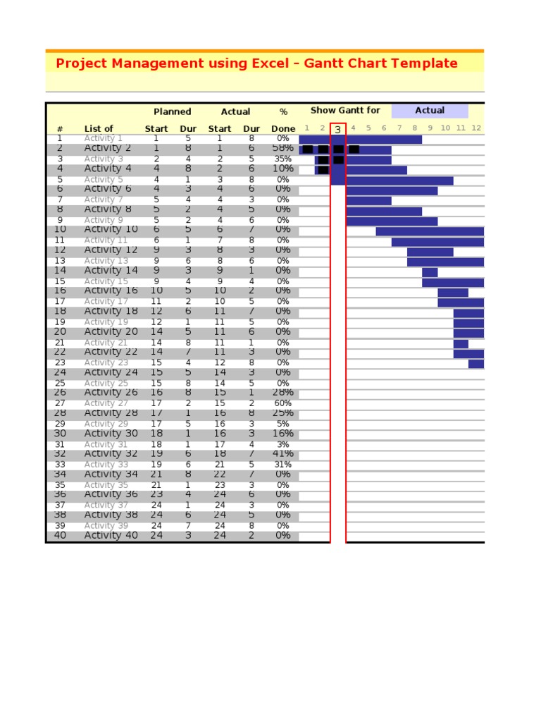 Project Management Using Excel - Gantt Chart Template | PDF | Computers