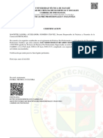Certificacion: Facultad de Ciencias Humanisticas Y Sociales Carrera de Psicologia Prácticas Pre Profesionales Y Pasantías