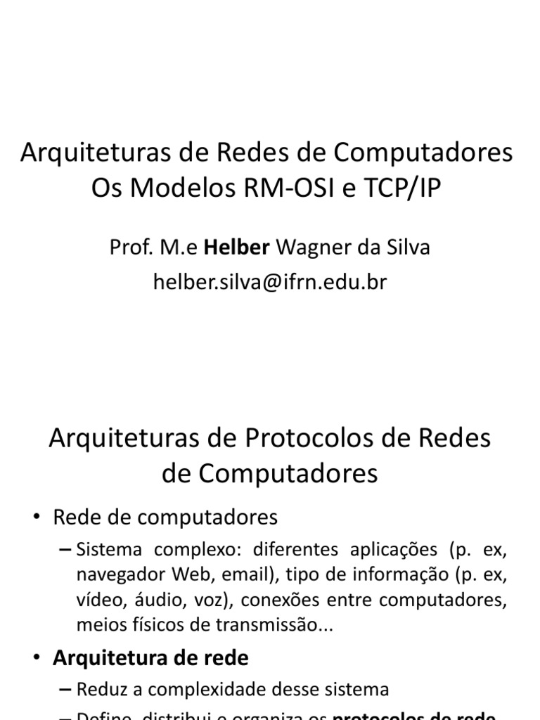 Modelos de Arquitetura de Redes: RM-OSI e TCP/IP | PDF | Modelo OSI ...