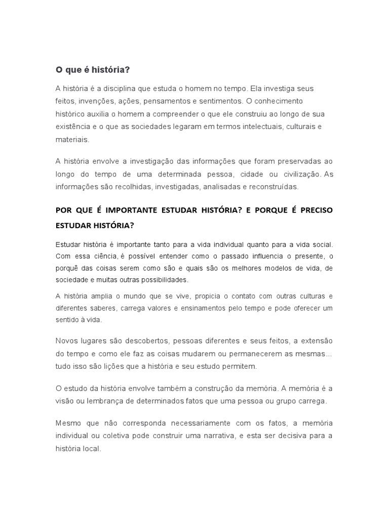 Por Que É Importante Estudar História | PDF | Tempo | Vida