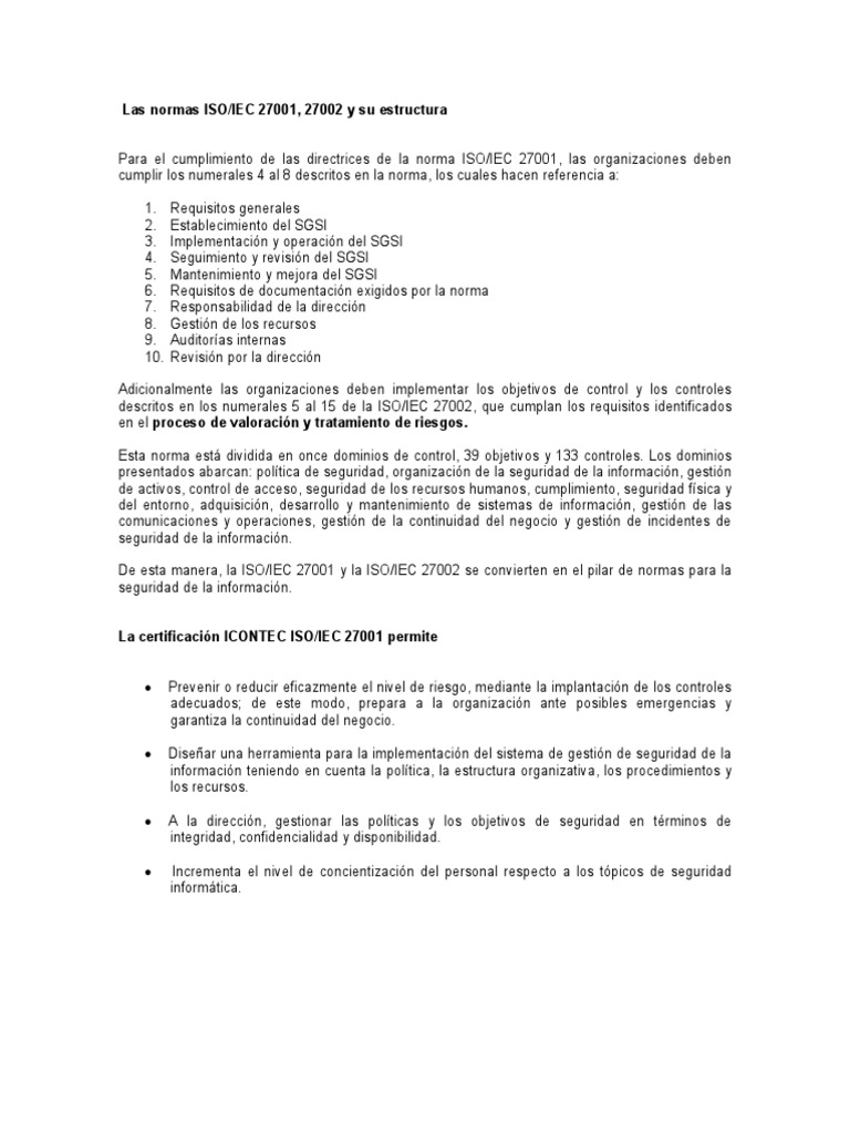 Las Normas Iso 27000 Pdf Auditoría Seguridad De Información