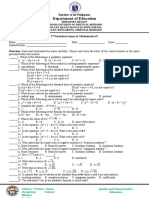1st Periodical Exam in Mathematics 9