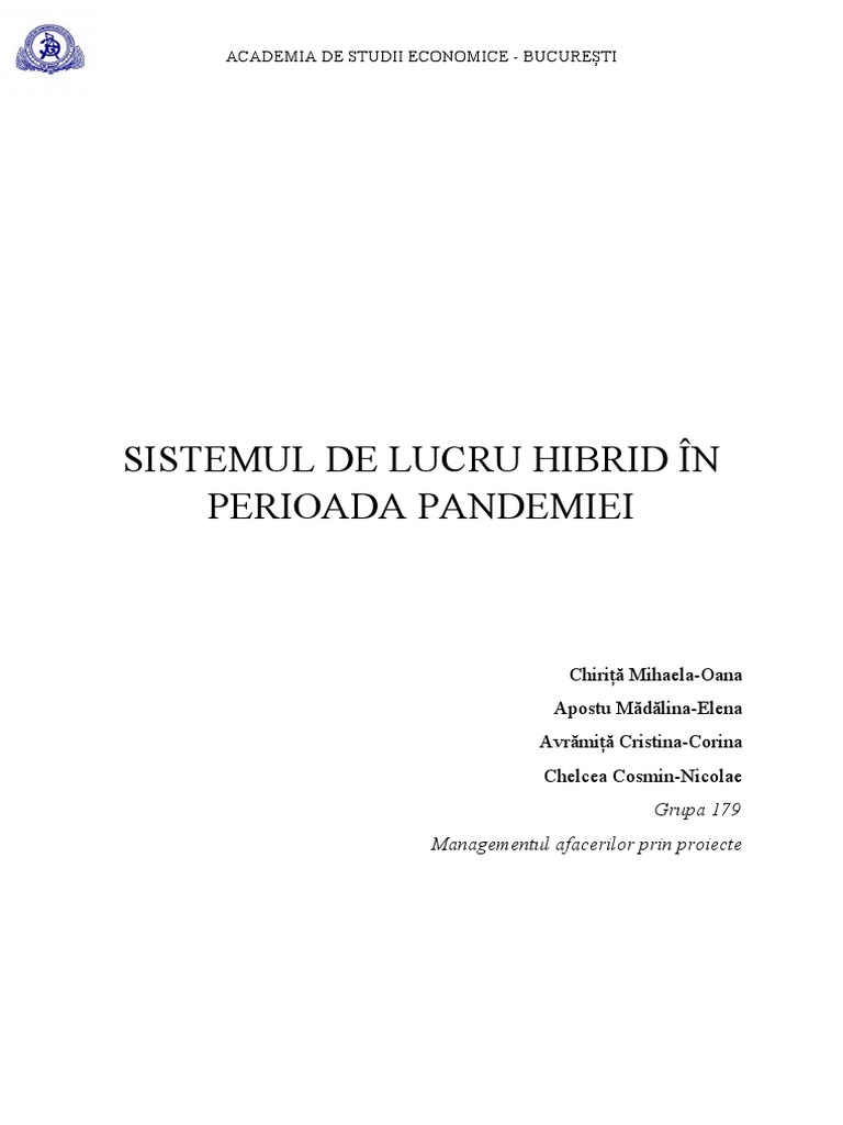 Sistemul de Lucru Hibrid in Perioada Pandemiei | PDF