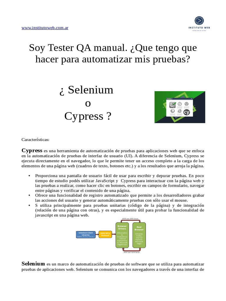 Selenium o Cypress | PDF | Selenio (software) | Ingeniería de Sistemas