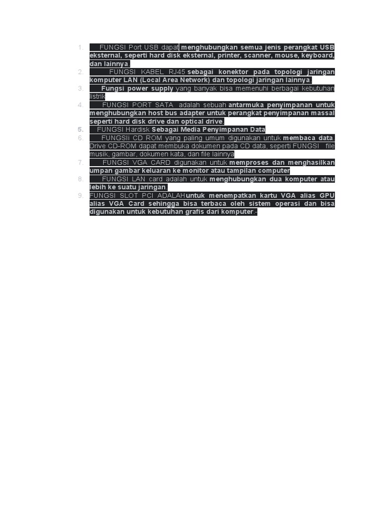 Fungsi Komponen | PDF | Game & Aktivitas