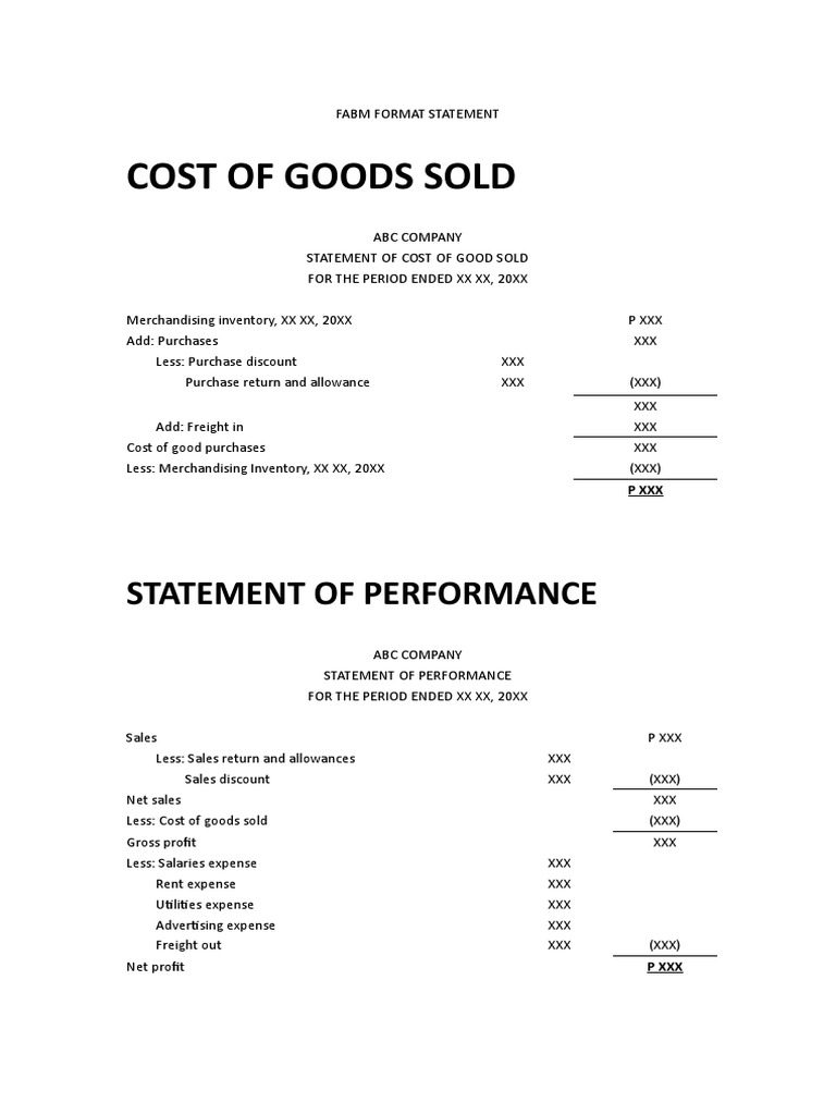 FABM Financial Statement Formats | PDF | Debits And Credits | Balance Sheet