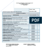 Informe desempeño estudiante jardín 2022