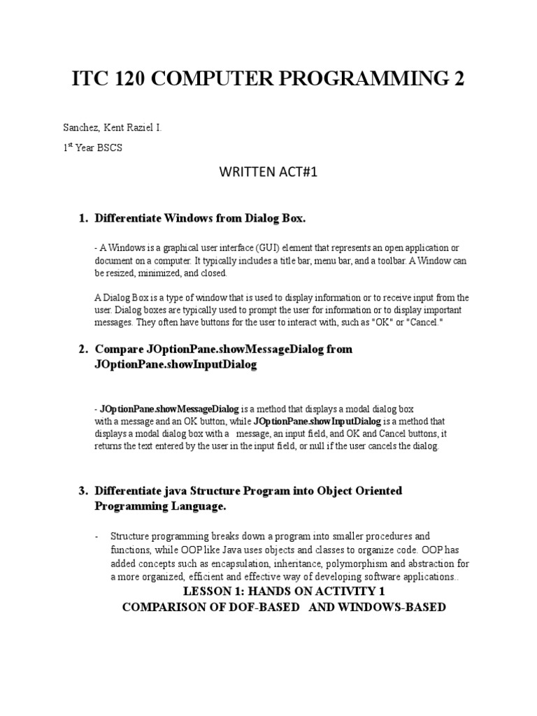 Sanchez Lesson 1 | PDF | Dialog Box | Method (Computer Programming)