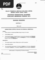 PMR Percubaan Bahasa Inggeris Negeri Kedah 2011 Kertas 1