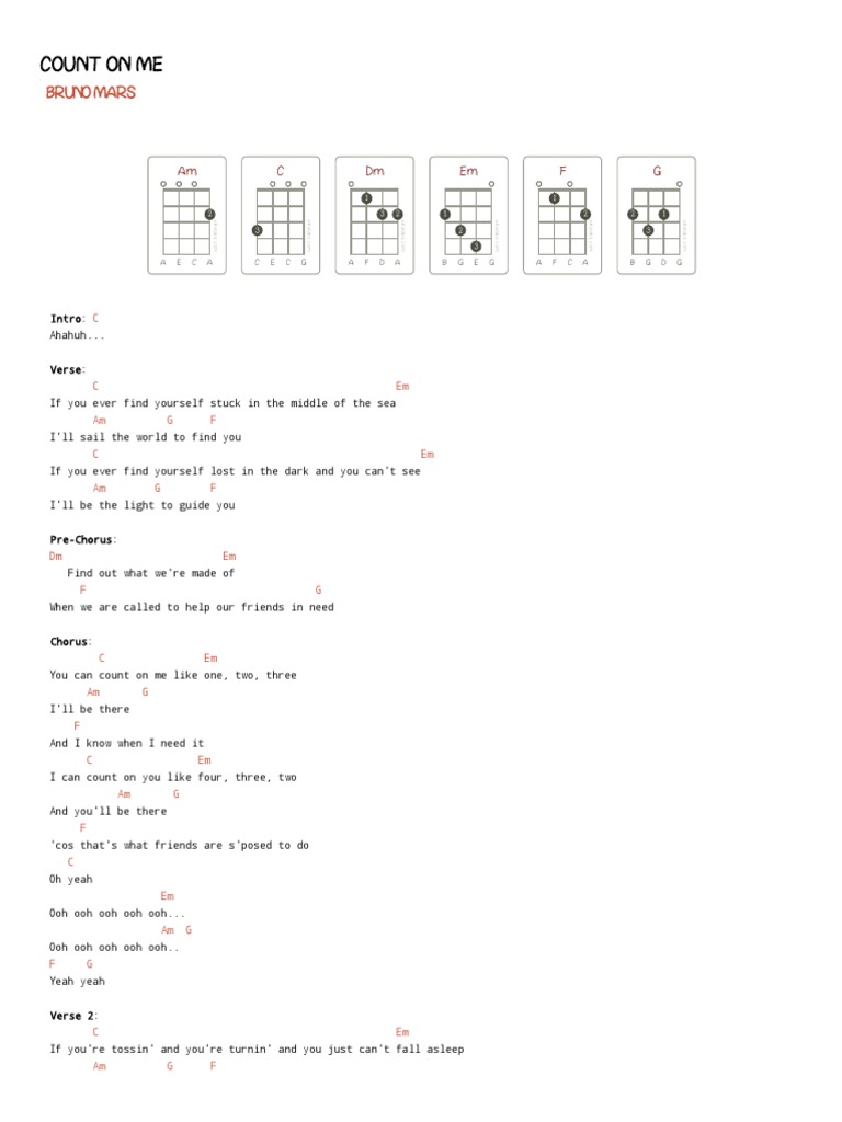COUNT On ME Ukulele Tabs by Bruno Mars UkuTabs PDF Song