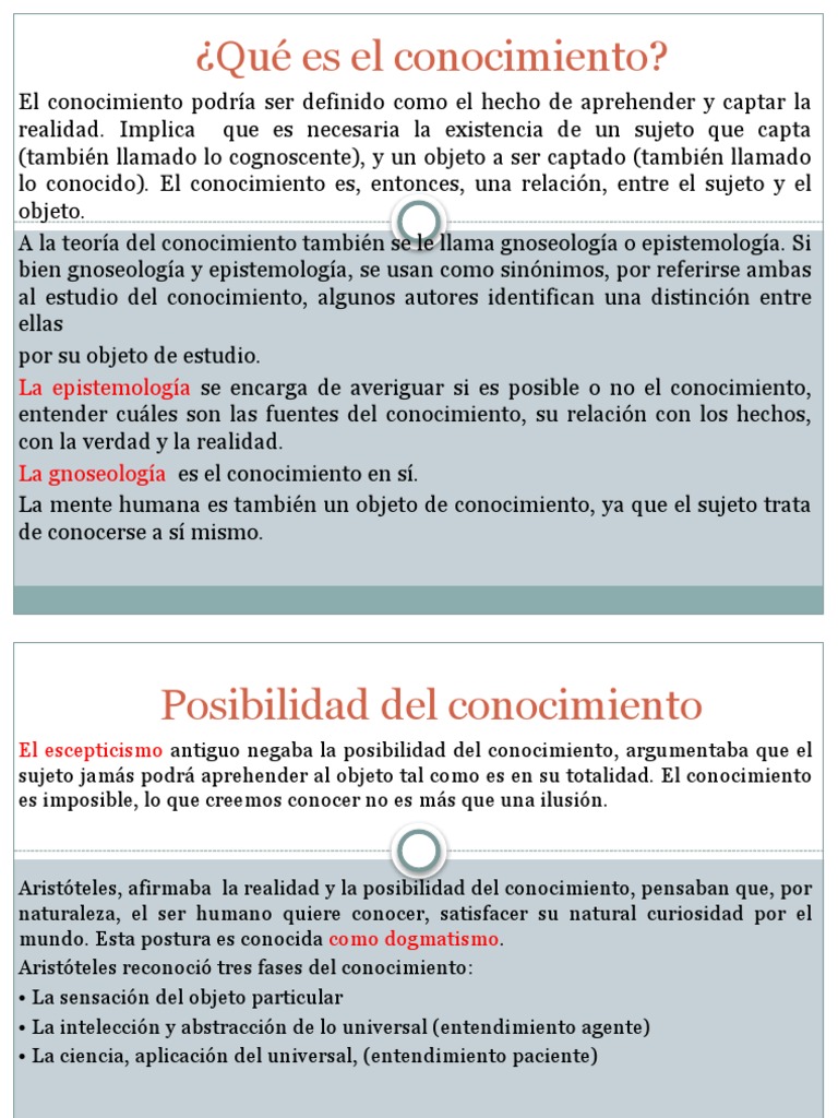 El Conocimiento | PDF | Conocimiento | A priori y a posteriori