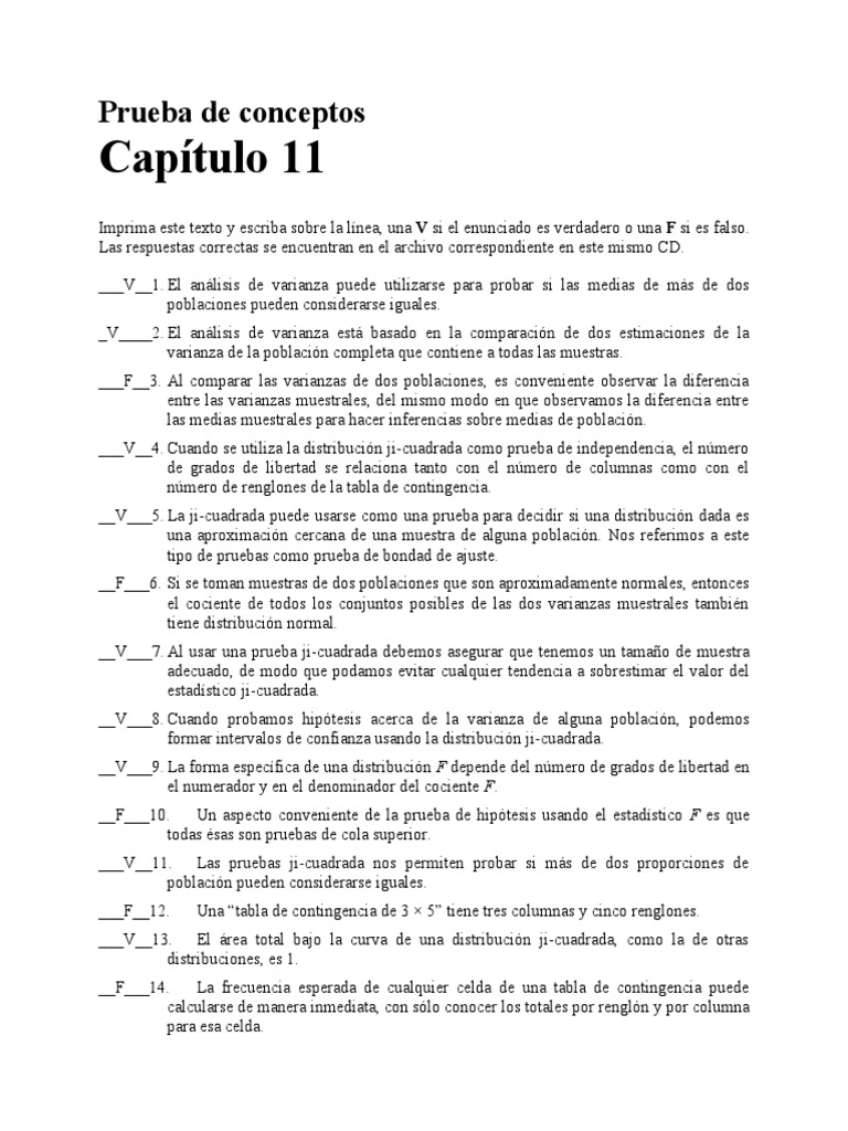 Prueba de Conceptos Capítulo 11 | PDF | Muestreo (Estadísticas ...