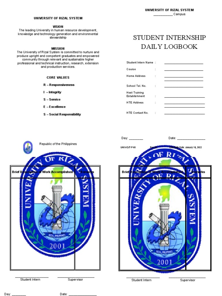 Daily Internship Logbook Template | PDF | Internship | Job Hunting